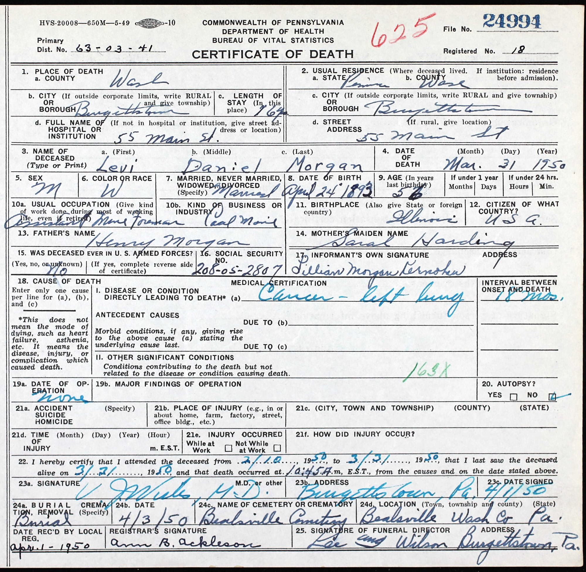 death certificate